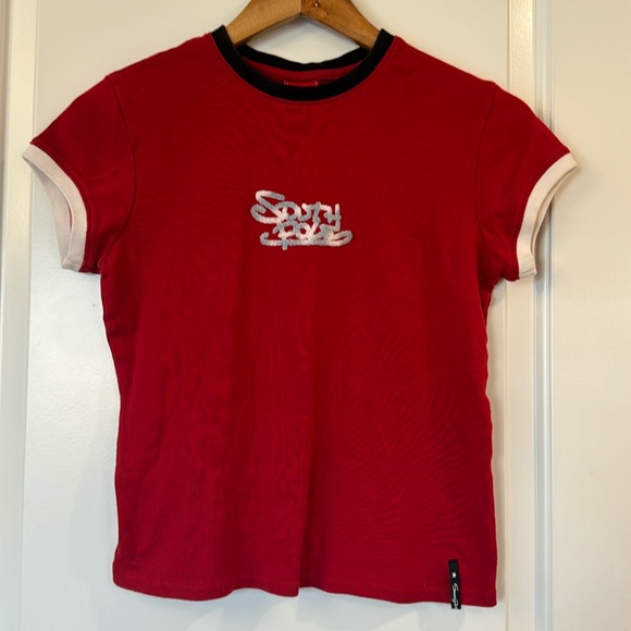 South Pole Tops - Vintage 00’s Y2K Southpole Embroidered Center Hit Baby Tee/Top Size M